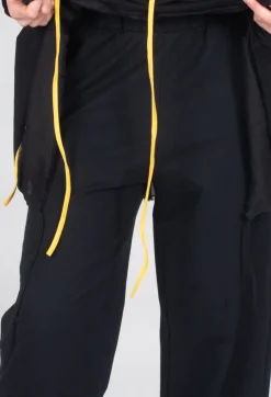 Straight Leg Cotton Trousers in Black