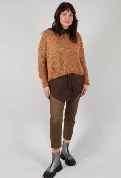 Straight Leg Cotton Trousers in Light Brown