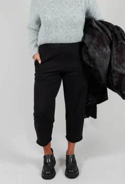 Straight Leg Cotton Trousers in Black