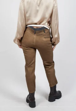 Straight Leg Cotton Trousers in Light Brown