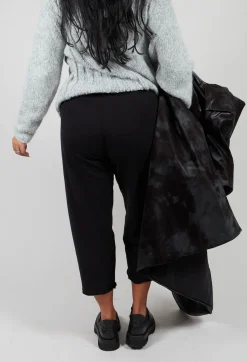Straight Leg Cotton Trousers in Black