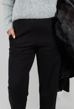 Straight Leg Cotton Trousers in Black