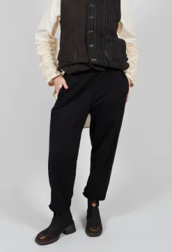 Straight Leg Cotton Trousers in Black