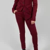 Straight Leg Stretch Denim Trousers in Merlot