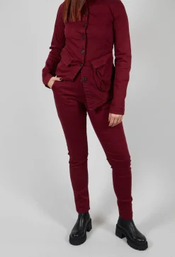 Straight Leg Stretch Denim Trousers in Merlot