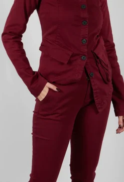 Straight Leg Stretch Denim Trousers in Merlot