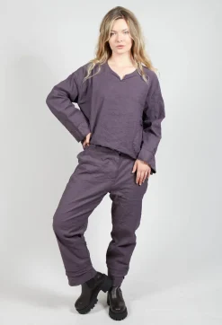 Straight Leg Trousers in Melanzana