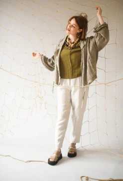 Straight Leg Trousers in Beige