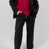 Straight Leg Trousers with Feature Hems in Nero