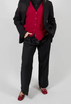 Straight Leg Trousers with Feature Hems in Nero
