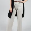Straight Leg Trousers with Cut Out in Mastic