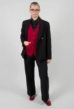 Straight Leg Trousers with Feature Hems in Nero