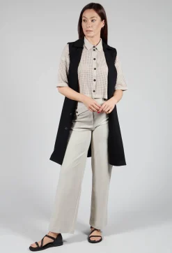 Straight Leg Trousers with Cut Out in Mastic