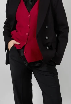 Straight Leg Trousers with Feature Hems in Nero