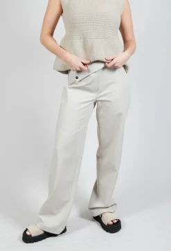 Straight Leg Trousers with Cut Out in Mastic