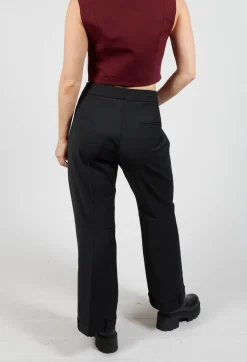 Straight Leg Trousers with Feature Hems in Nero