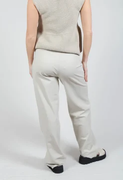 Straight Leg Trousers with Cut Out in Mastic