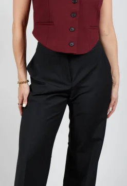 Straight Leg Trousers with Feature Hems in Nero