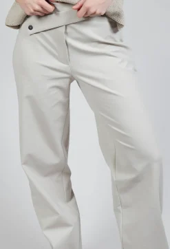 Straight Leg Trousers with Cut Out in Mastic