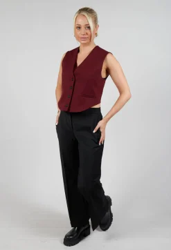 Straight Leg Trousers with Feature Hems in Nero