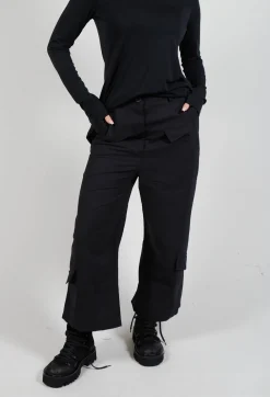 Straight Leg Utility Trousers in Black