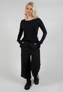 Straight Leg Utility Trousers in Black