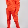 Straight-Leg Trousers with Cargo Pockets in Mandarine