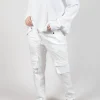 Straight-Leg Trousers with Cargo Pockets in Semi Bleach