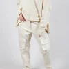 Straight-Leg Trousers with Cargo Pockets in Greige