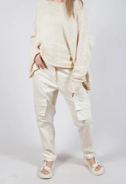 Straight-Leg Trousers with Cargo Pockets in Greige