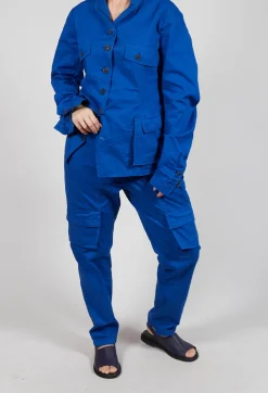 Straight-Leg Trousers with Cargo Pockets in Royal