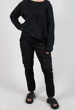 Straight-Leg Trousers with Cargo Pockets in Black