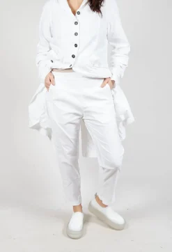 Straight-Leg Trousers with Button-Flap Back Pockets in Semi Bleach