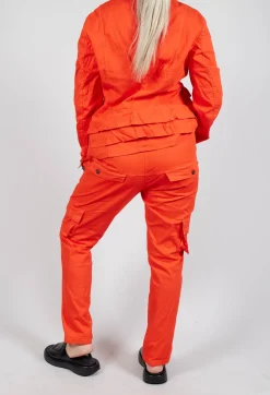 Straight-Leg Trousers with Cargo Pockets in Mandarine