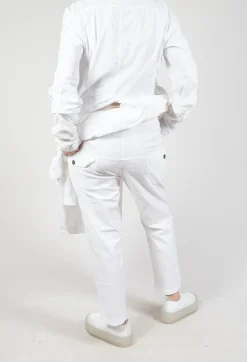 Straight-Leg Trousers with Button-Flap Back Pockets in Semi Bleach