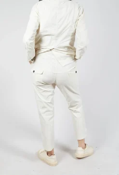 Straight-Leg Trousers with Button-Flap Back Pockets in Greige