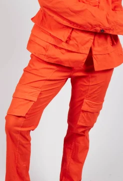 Straight-Leg Trousers with Cargo Pockets in Mandarine