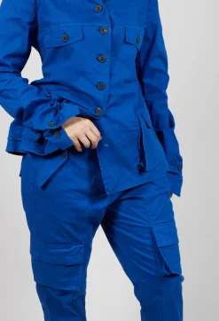 Straight-Leg Trousers with Cargo Pockets in Royal