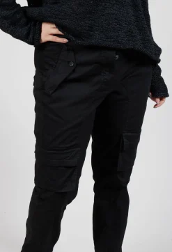 Straight-Leg Trousers with Cargo Pockets in Black