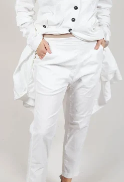 Straight-Leg Trousers with Button-Flap Back Pockets in Semi Bleach