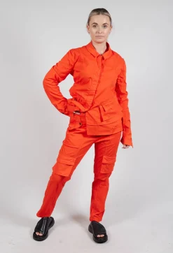 Straight-Leg Trousers with Cargo Pockets in Mandarine