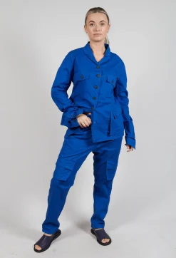 Straight-Leg Trousers with Cargo Pockets in Royal
