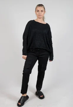 Straight-Leg Trousers with Cargo Pockets in Black