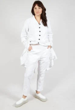 Straight-Leg Trousers with Button-Flap Back Pockets in Semi Bleach