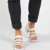 Strappy Heeled Sandals in Gesso
