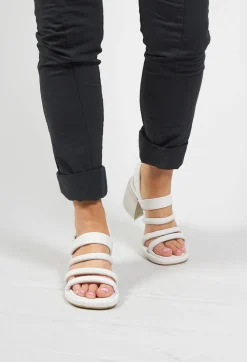 Strappy Heeled Sandals in Gesso