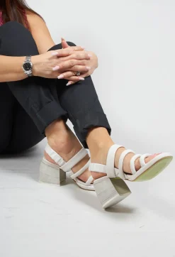 Strappy Heeled Sandals in Gesso