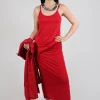 Strappy Jersey Dress in Chili
