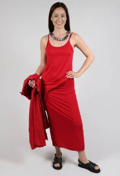 Strappy Jersey Dress in Chili