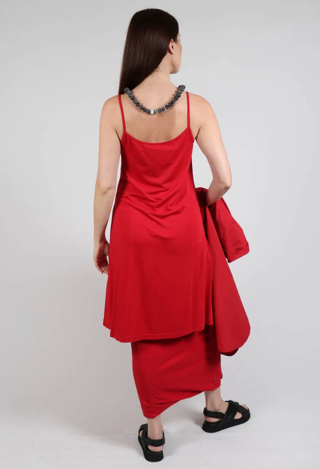 Strappy Jersey Dress in Chili